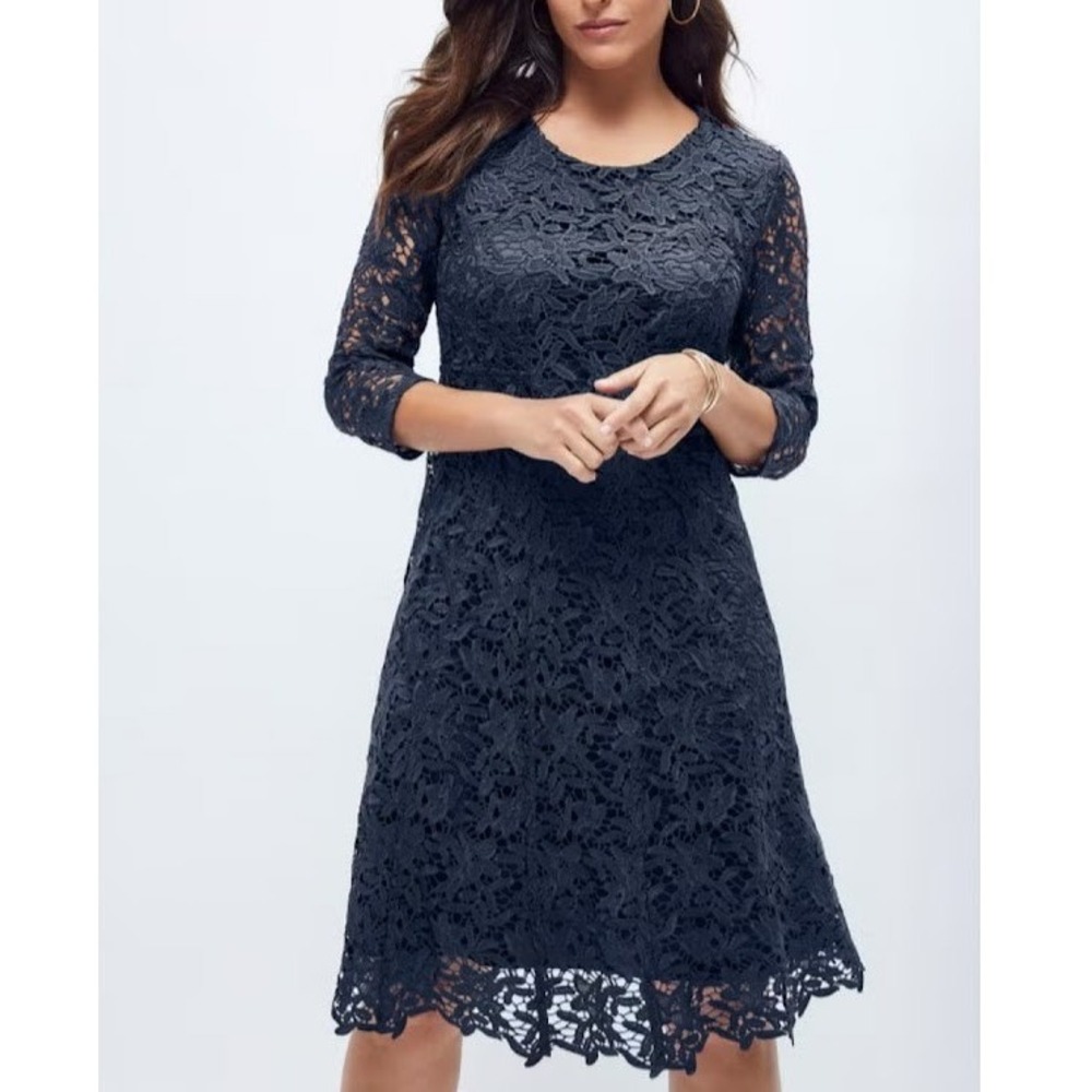 Jessica London Womens 20 Navy Lace Eyelet Dress‎ Formal Cocktail Mother of Bride
